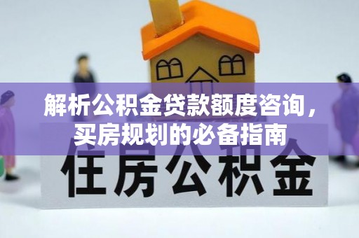 兰坪解析公积金贷款额度咨询，买房规划的必备指南