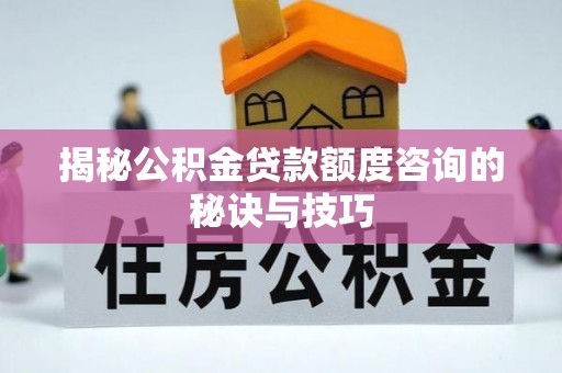 兰坪揭秘公积金贷款额度咨询的秘诀与技巧