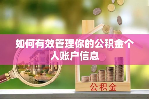 兰坪如何有效管理你的公积金个人账户信息