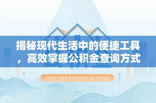 兰坪揭秘现代生活中的便捷工具，高效掌握公积金查询方式