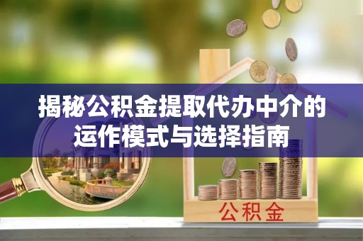 兰坪揭秘公积金提取代办中介的运作模式与选择指南